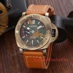 Panerai Luminor Submersible Camouflage Face Replica Watch with Orange Leather Strap 